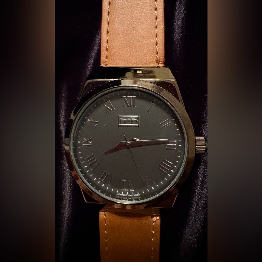 Classic Black and Brown Men's MN 2147 Japanese Precision Watch New without tags